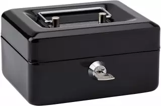 Negro Caja de Seguridad de Metal Portátil con Doble Capa Nicuvlad Caja Fuerte Pequeña con Portamonedas 20.5 x 16 x 6 cm Caja Caudales con Llave 